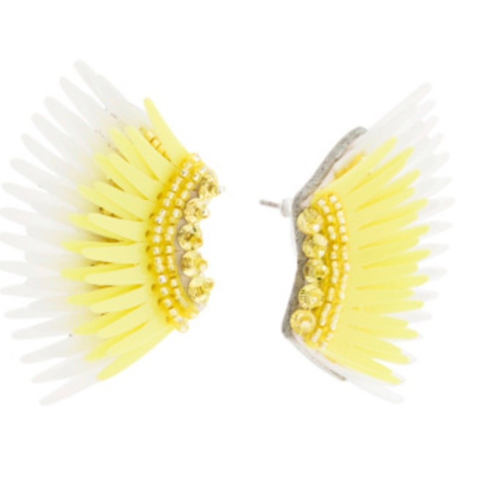 Mignonne Gavigan Mini Madeline Yellow and White Earrings NWT
